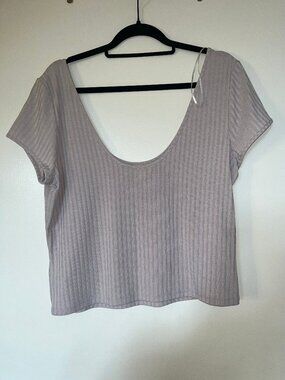 H&M Scoop Neck LIGHT Pink Cream Ribbed Lilac Shirt X-Large